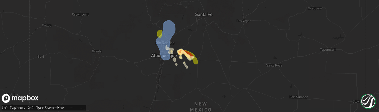 Hail map in Edgewood, NM on July 12, 2025