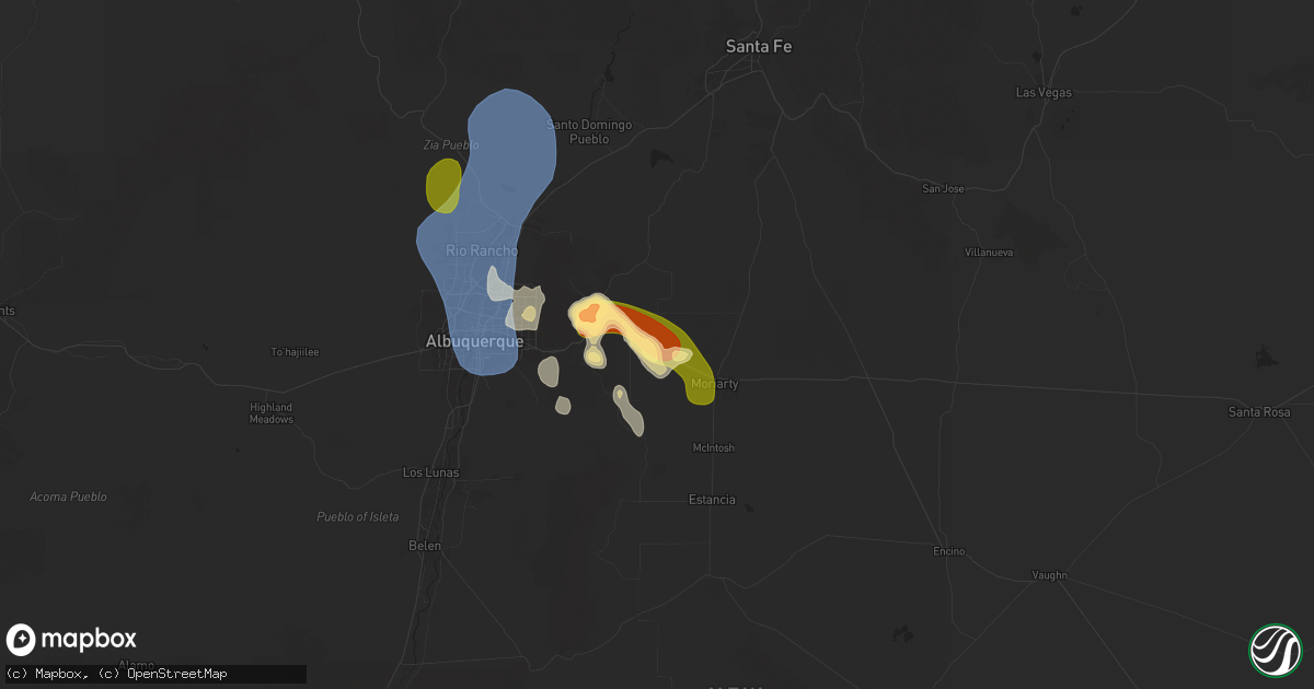 Hail map in Edgewood, NM on July 12, 2025