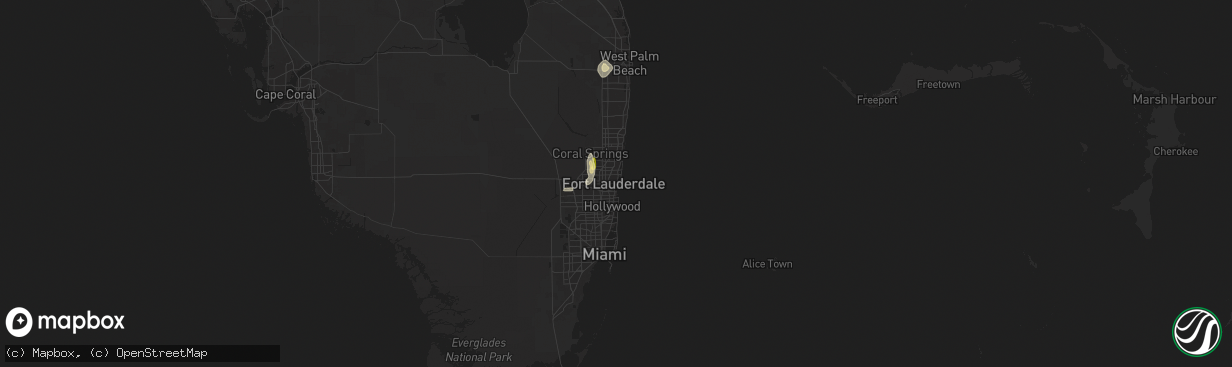 Hail map in Fort Lauderdale, FL on July 12, 2025