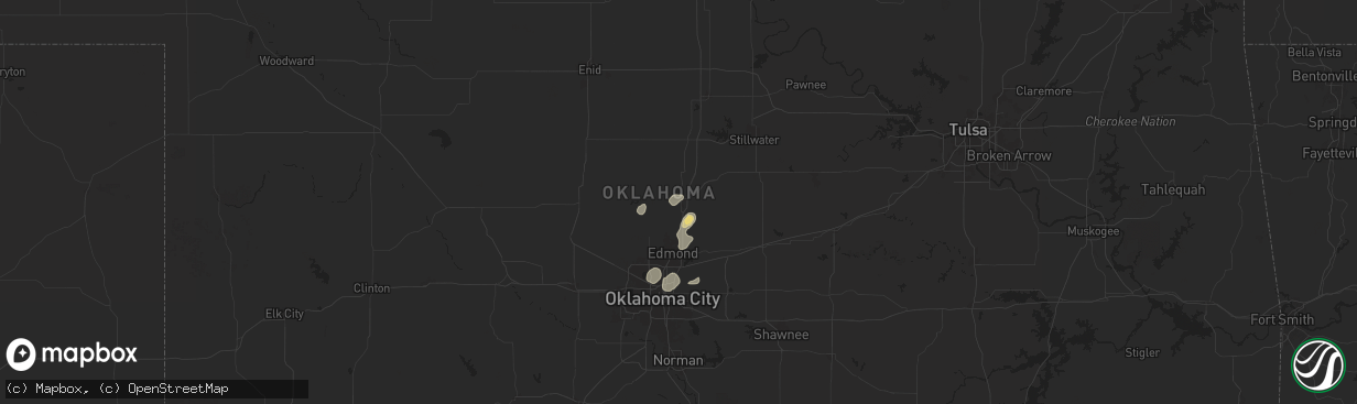 Hail map in Guthrie, OK on July 12, 2025