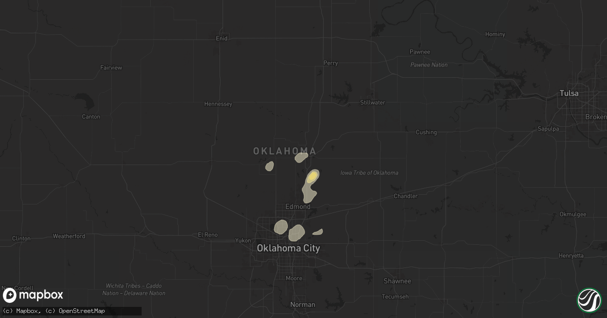 Hail map in Guthrie, OK on July 12, 2025