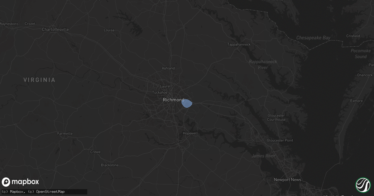 Hail map in Henrico, VA on July 12, 2025
