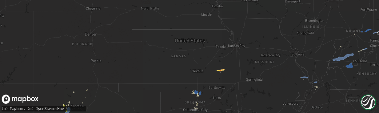 Hail map in Kansas on July 12, 2025