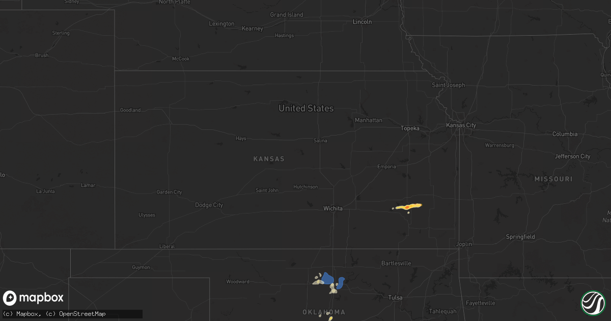 Hail map in Kansas on July 12, 2025