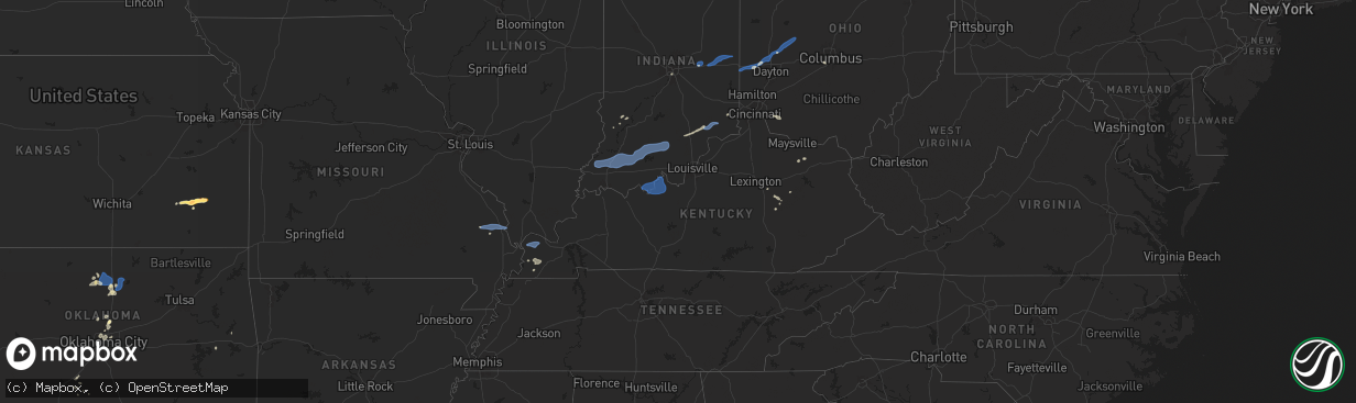 Hail map in Kentucky on July 12, 2025