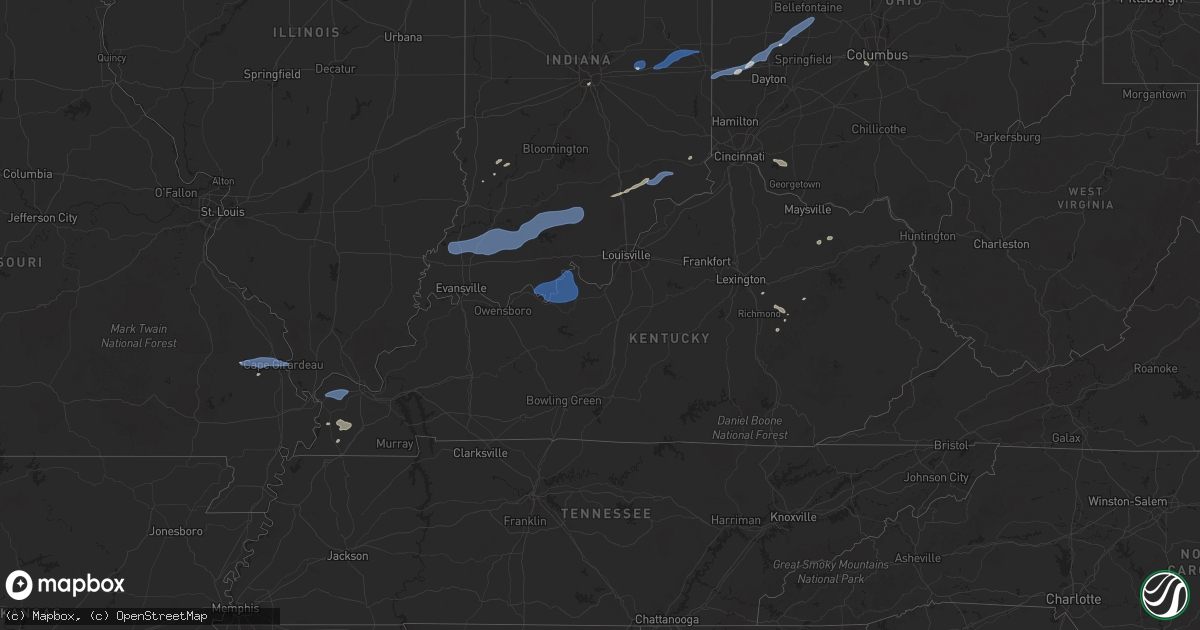 Hail map in Kentucky on July 12, 2025