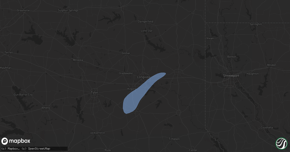Hail map in Longview, TX on July 12, 2025