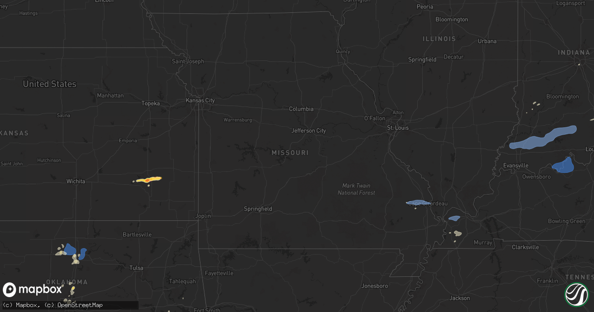 Hail map in Missouri on July 12, 2025