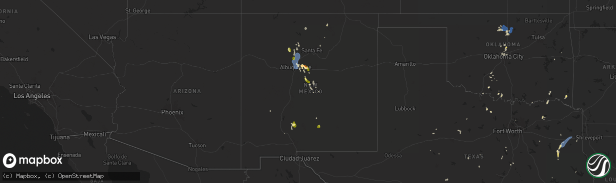 Hail map in New Mexico on July 12, 2025