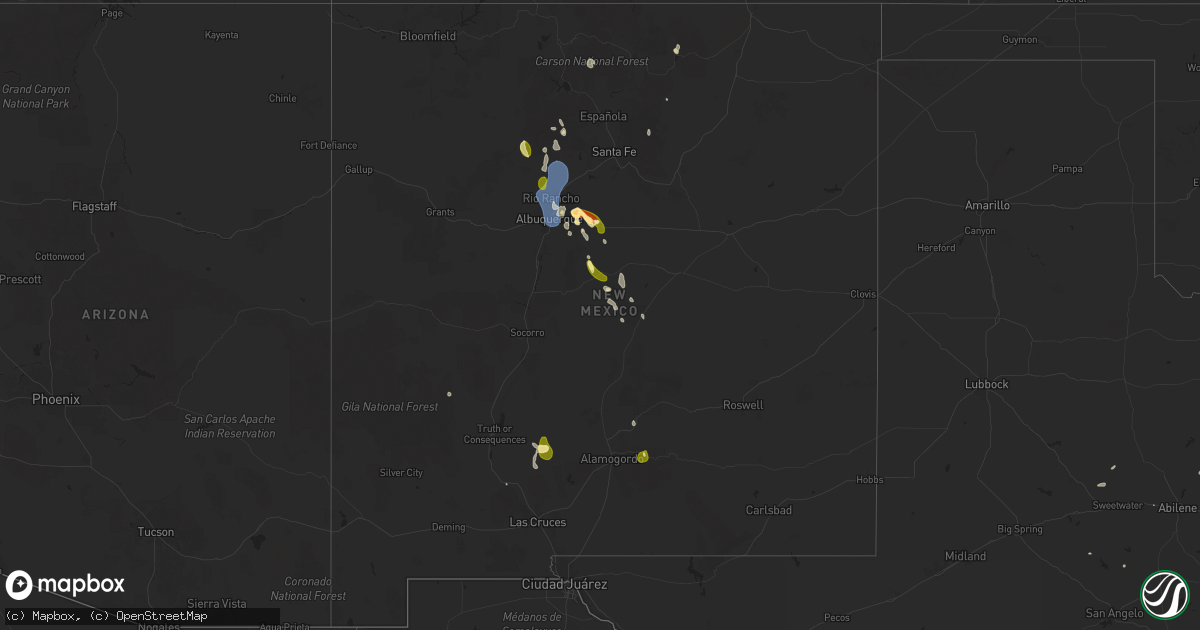 Hail map in New Mexico on July 12, 2025