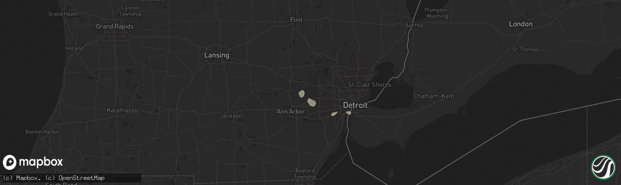 Hail map in Northville, MI on July 12, 2025