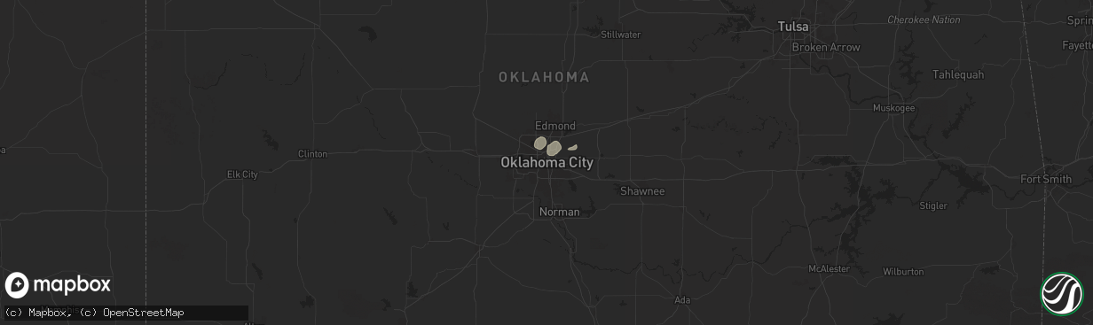 Hail map in Oklahoma City, OK on July 12, 2025