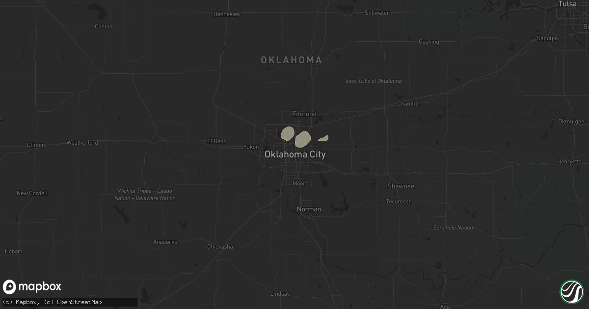 Hail map in Oklahoma City, OK on July 12, 2025