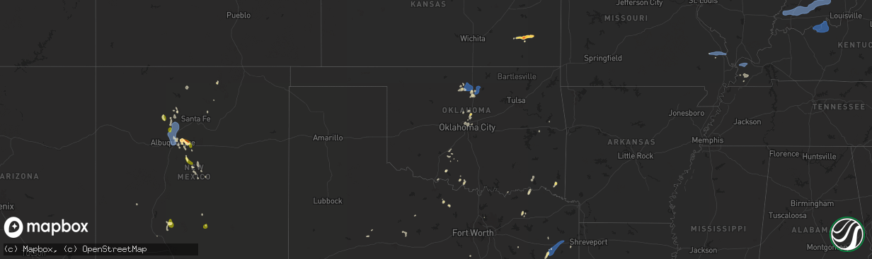 Hail map in Oklahoma on July 12, 2025