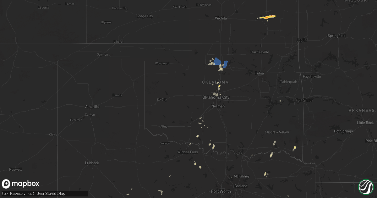 Hail map in Oklahoma on July 12, 2025