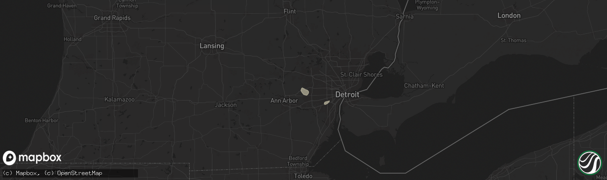Hail map in Plymouth, MI on July 12, 2025