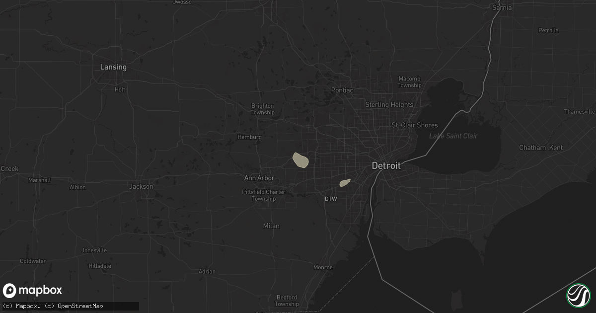 Hail map in Plymouth, MI on July 12, 2025