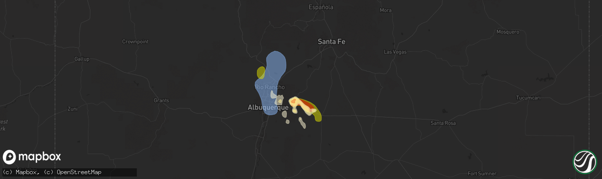 Hail map in Sandia Park, NM on July 12, 2025
