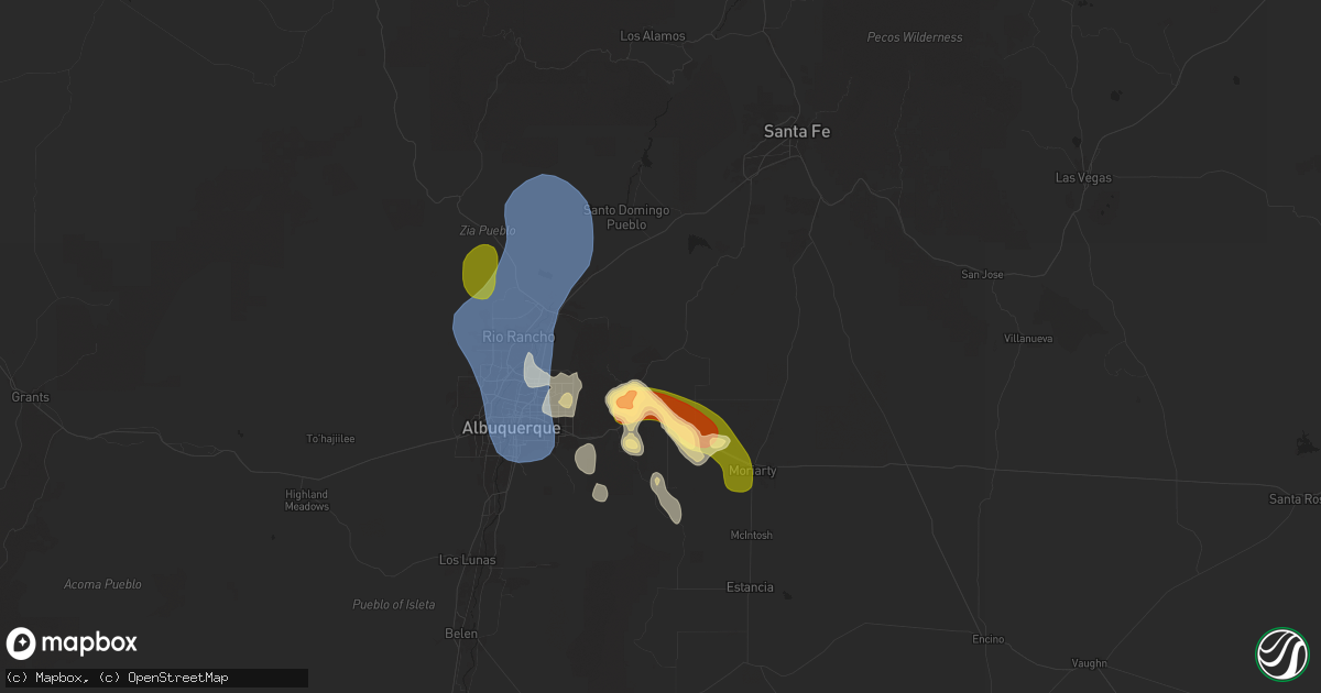 Hail map in Sandia Park, NM on July 12, 2025