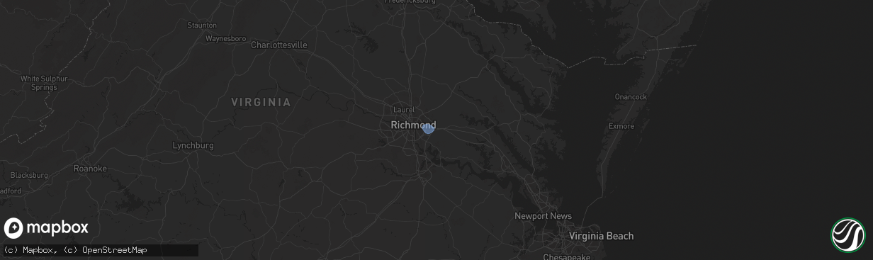 Hail map in Sandston, VA on July 12, 2025