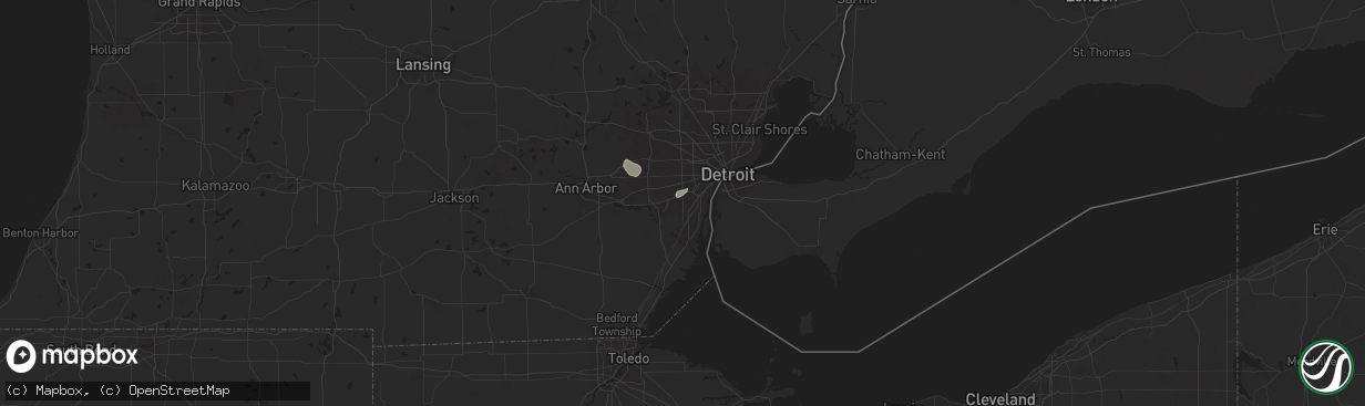 Hail map in Taylor, MI on July 12, 2025