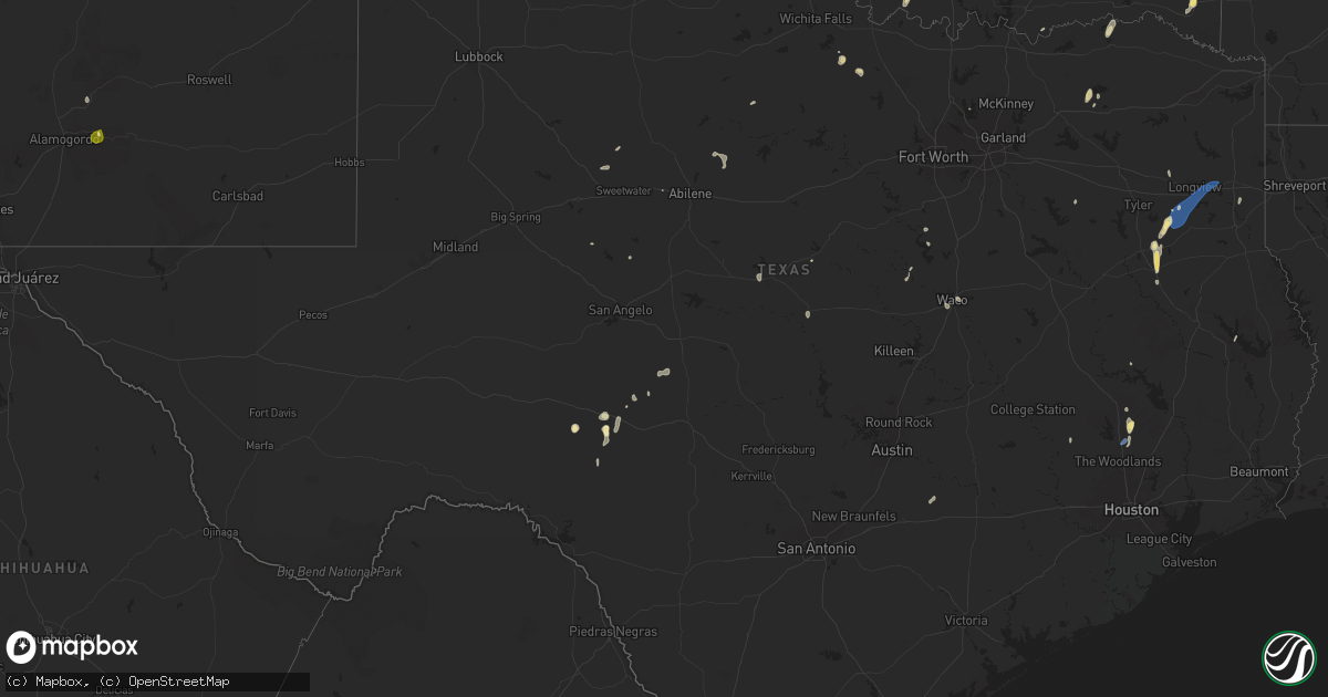 Hail map in Texas on July 12, 2025