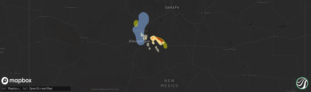 Hail map in Tijeras, NM on July 12, 2025