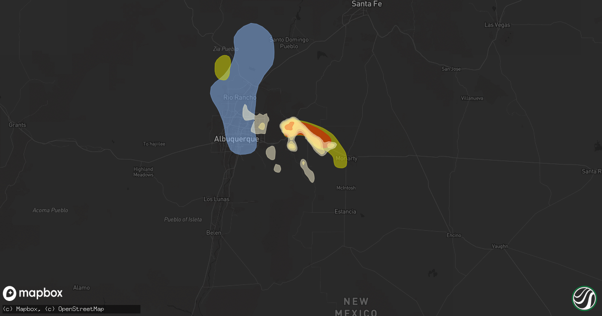 Hail map in Tijeras, NM on July 12, 2025