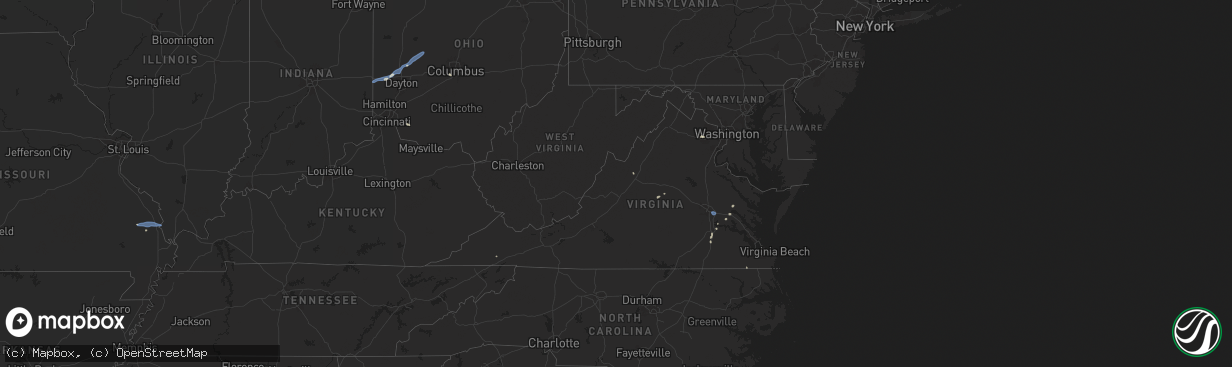 Hail map in Virginia on July 12, 2025