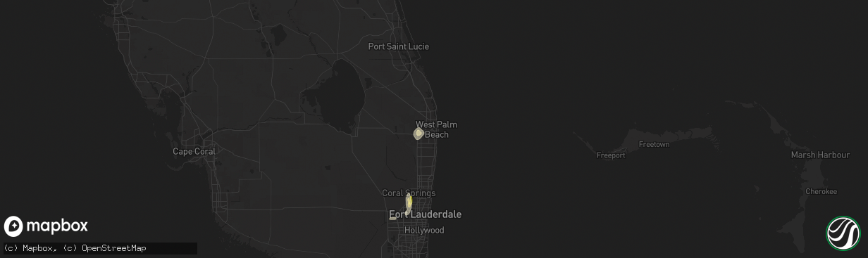 Hail map in West Palm Beach, FL on July 12, 2025
