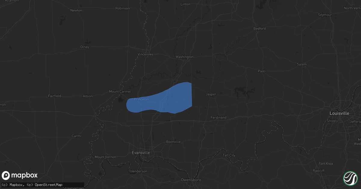 Hail map in Winslow, IN on July 12, 2025