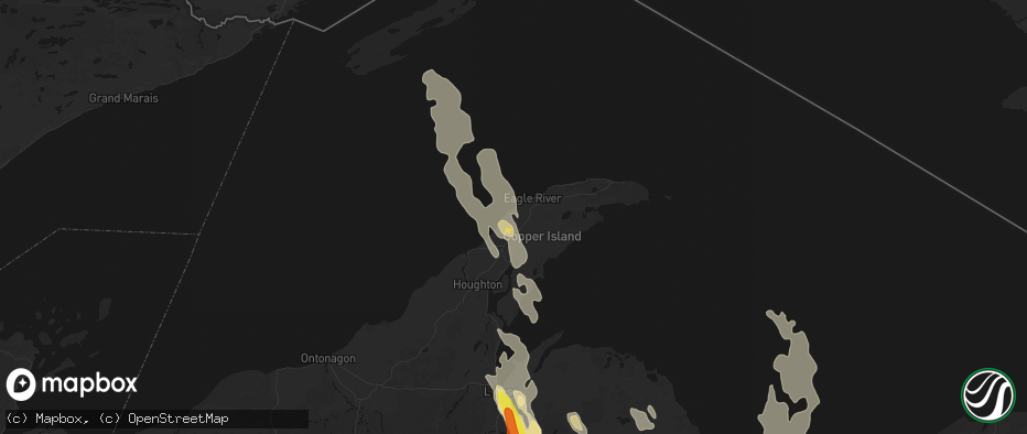 Hail map in Allouez, MI on July 12, 2026