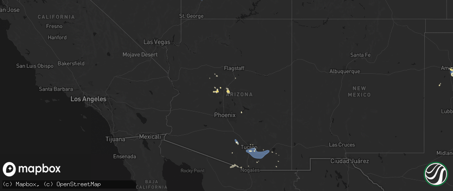 Hail map in Arizona on July 12, 2026