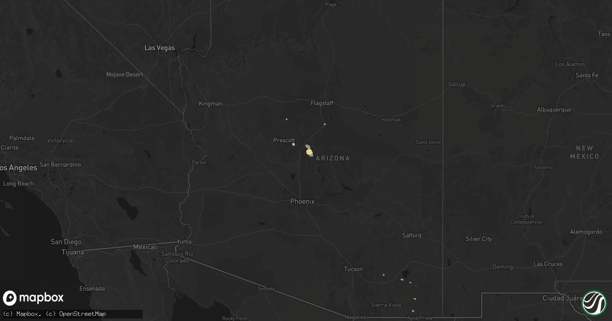 Hail map in Arizona on July 12, 2026