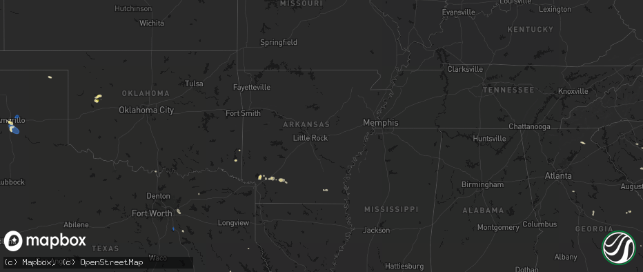 Hail map in Arkansas on July 12, 2026
