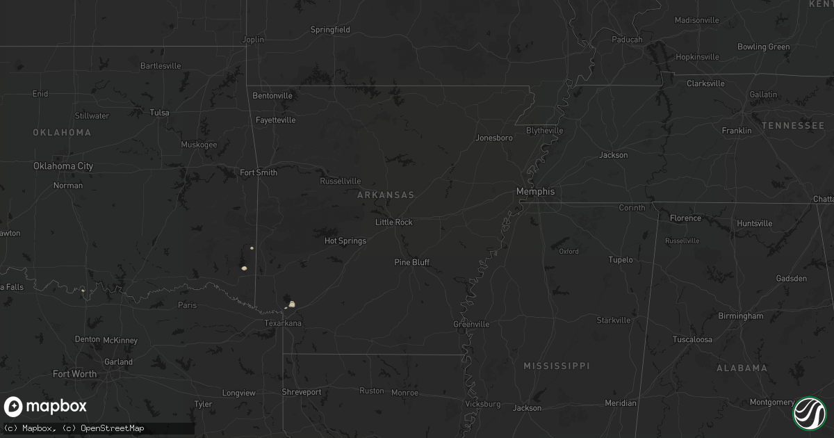 Hail map in Arkansas on July 12, 2026
