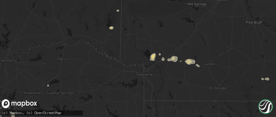 Hail map in Ashdown, AR on July 12, 2026