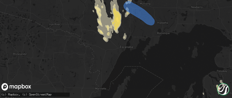 Hail map in Bark River, MI on July 12, 2026