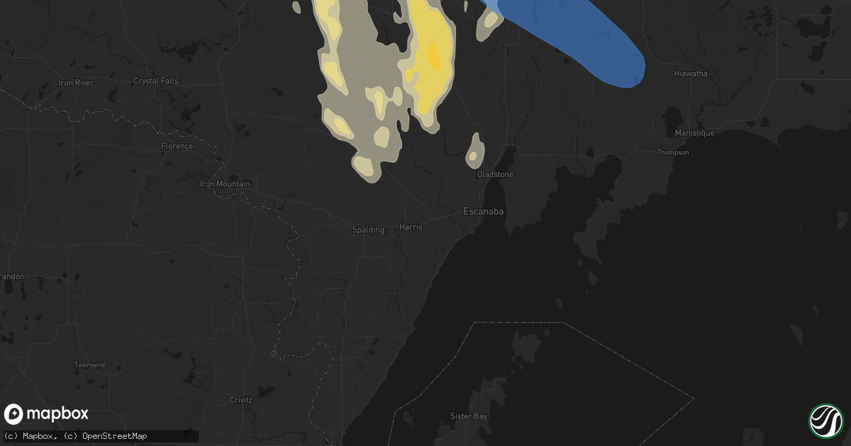 Hail map in Bark River, MI on July 12, 2026