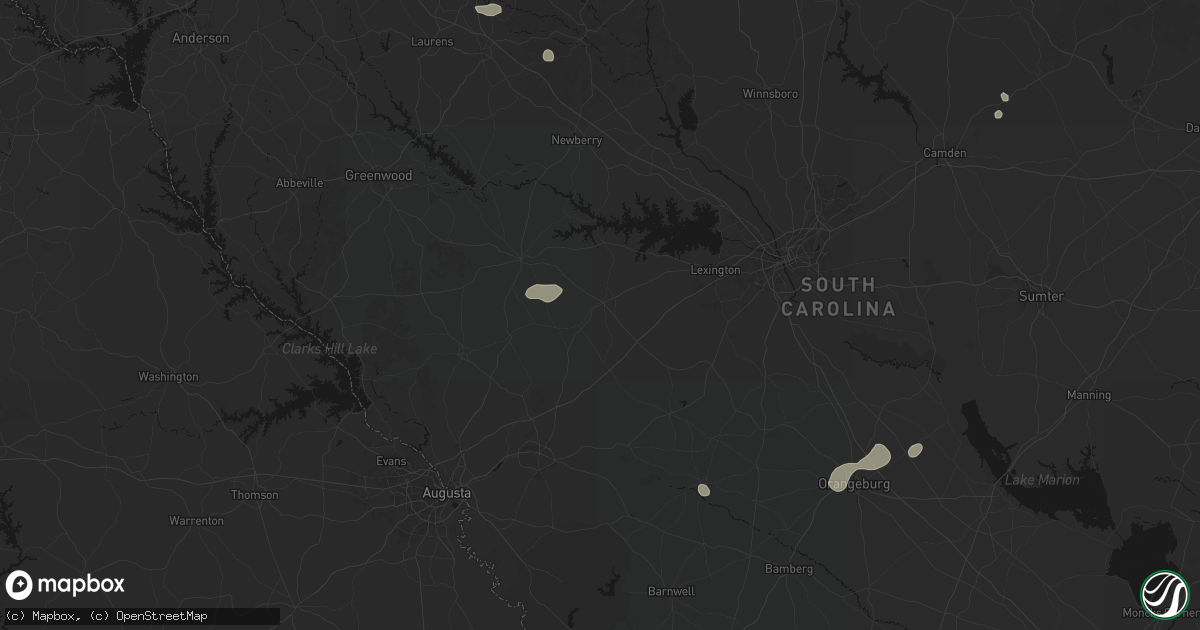 Hail map in Batesburg, SC on July 12, 2026