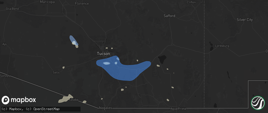 Hail map in Benson, AZ on July 12, 2026