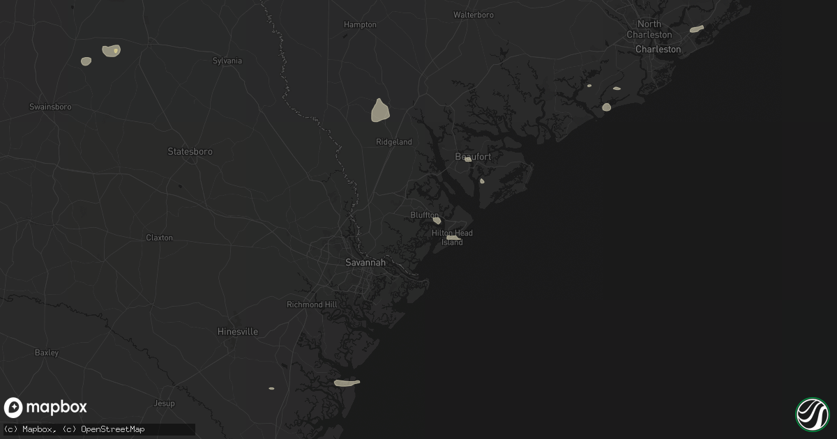 Hail map in Bluffton, SC on July 12, 2026