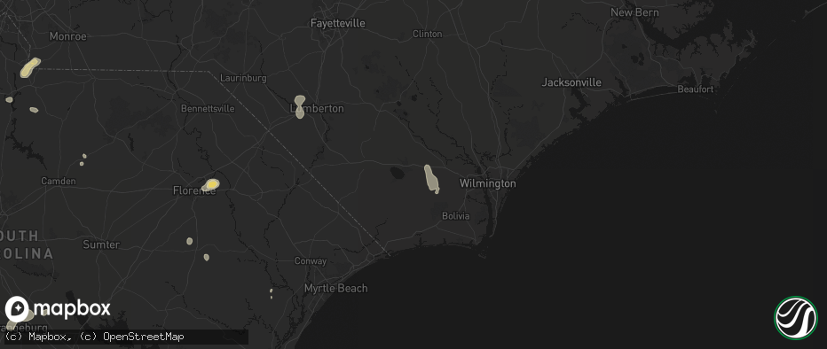 Hail map in Bolton, NC on July 12, 2026