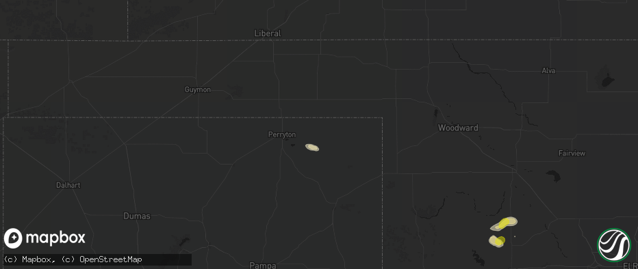 Hail map in Booker, TX on July 12, 2026