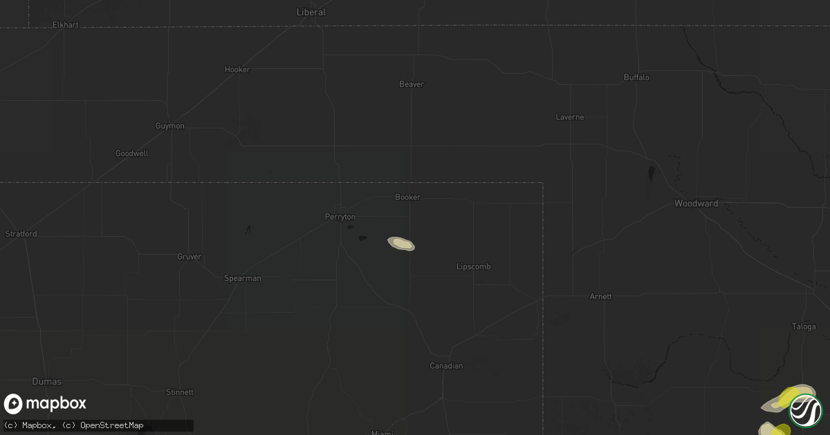 Hail map in Booker, TX on July 12, 2026