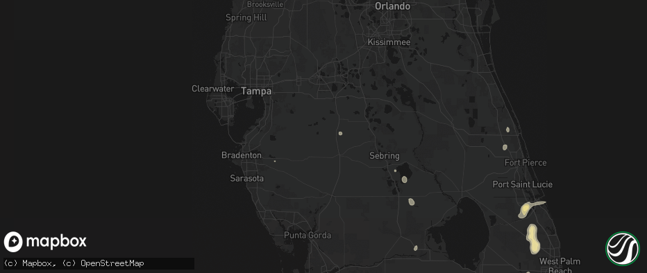 Hail map in Bowling Green, FL on July 12, 2026