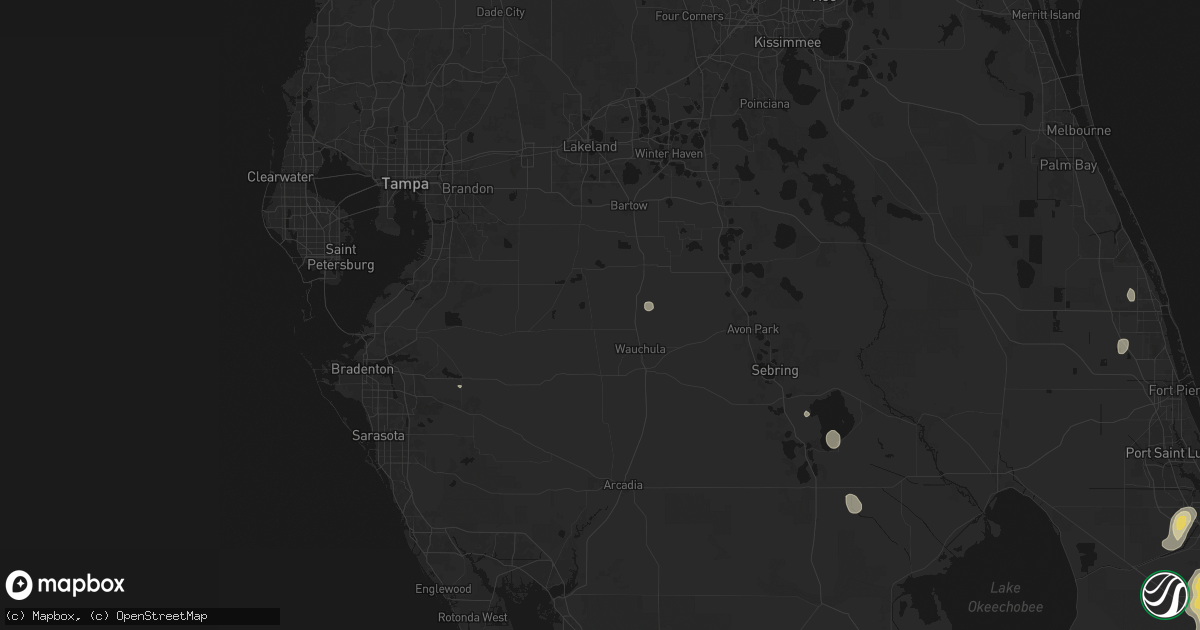 Hail map in Bowling Green, FL on July 12, 2026