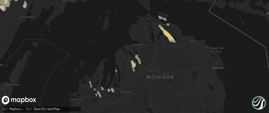 Hail map in Boyne City, MI on July 12, 2026