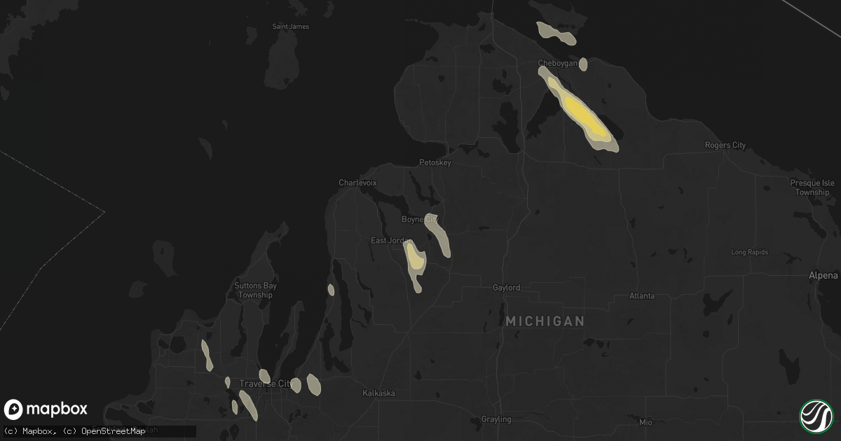 Hail map in Boyne City, MI on July 12, 2026