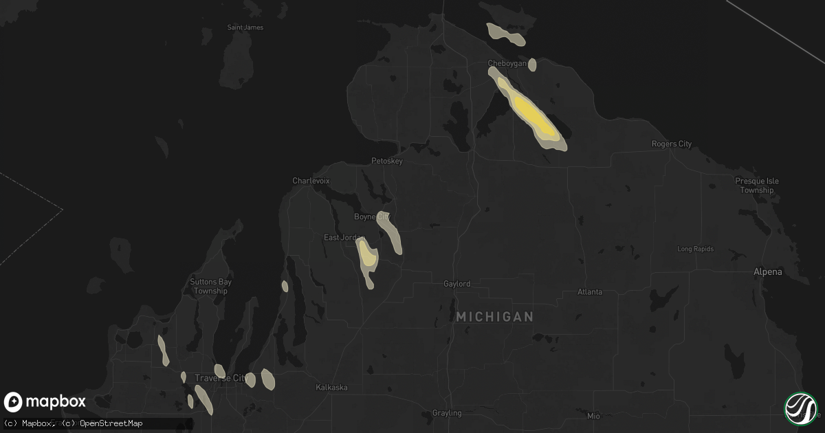 Hail map in Boyne Falls, MI on July 12, 2026